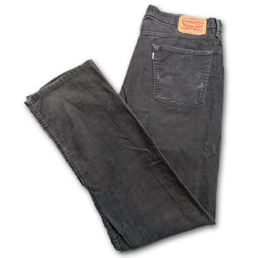 Levi's Mens 36x34 Pants 514 Gray Straight Leg Corduroy Casual Everyday Travel